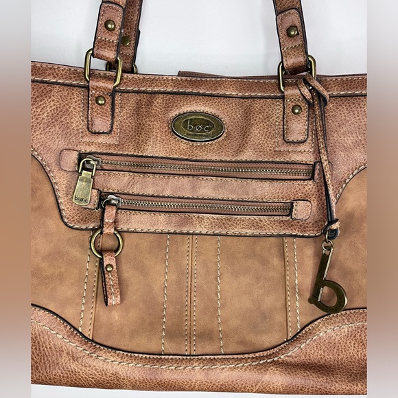 EUC BOC Trampton Saddle Brown Large Tote Bag Purse Satchel Vegan Leather - Picture 2 of 8